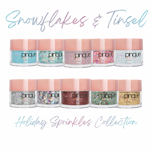 “Snowflakes & Tinsel” 
Holiday Sprinkles Collection • Set of 10