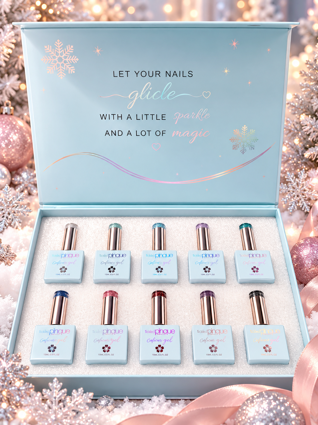 Gliding On Glitter • 10 Piece Holo Diamond Reflective Gel Collection